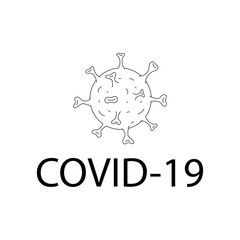 Virus molecule, schematic image. Coronavirus / CoV 2019 /. Black and white silhouette