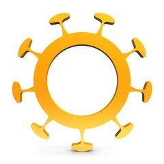 molecule flu bacterium Corona virus sign Covid-19 Sars symbol golden icon 3d rendering