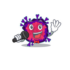 Cute nyctacovirus sings a song with a microphone