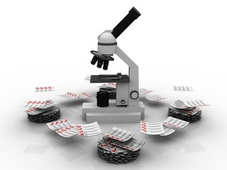 3d rendering virus testing Microscope 