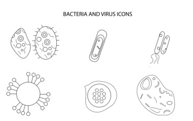 Simple Set of Bacteria and virus Vector Line Icons