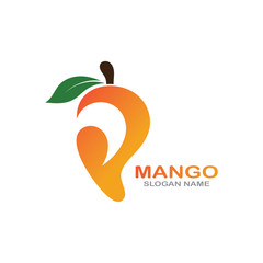 Mango Fruit in flat style. innovation vector logo design