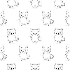 Seamless pattern with cute Kittens. Cartoon animals background. Ideal for fabric, wallpaper, wrapping paper, textile, bedding, t-shirt print.