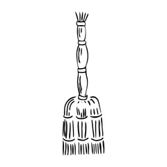 Isolated broom on a white background. Vector illustration of black inventory silhouette.