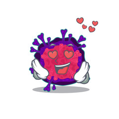 cute nyctacovirus cartoon character showing a falling in love face