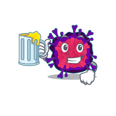 Cheerful nyctacovirus mascot design with a glass of beer