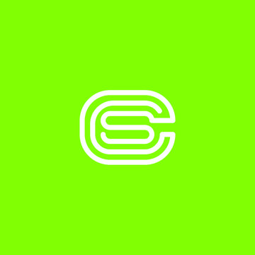Abstract vector graphic illustration of three letters C, C and S in the form of a smooth endless line