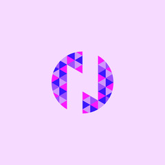 Abstract graphic vector illustration of the letter N in the mosaic circle
