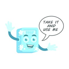 soap character with foam with word balloon say 