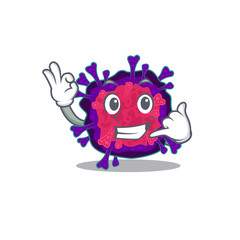 Nyctacovirus mascot cartoon design showing Call me gesture