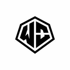 WO monogram logo with hexagon shape and line rounded style design template