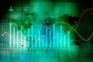 2d rendering Stock market online business concept. business Graph 
