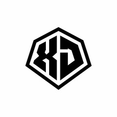 XJ monogram logo with hexagon shape and line rounded style design template