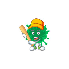 Cartoon design of coronavirus pneumonia having baseball stick