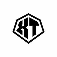 XT monogram logo with hexagon shape and line rounded style design template