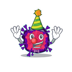 Cute and Funny Clown nyctacovirus cartoon character mascot style