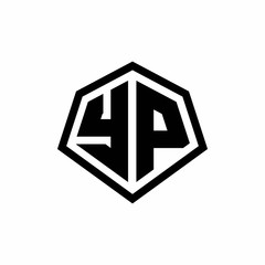 YP monogram logo with hexagon shape and line rounded style design template
