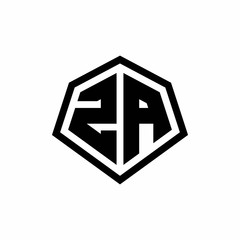 ZA monogram logo with hexagon shape and line rounded style design template