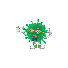 Super Funny coronavirus pneumonia in nerd mascot design style