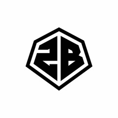 ZB monogram logo with hexagon shape and line rounded style design template