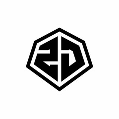 ZJ monogram logo with hexagon shape and line rounded style design template