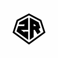 ZR monogram logo with hexagon shape and line rounded style design template