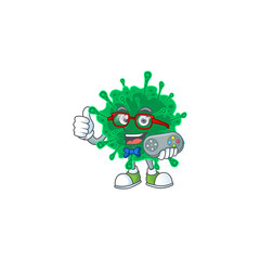 Talented coronavirus pneumonia gamer mascot design using controller