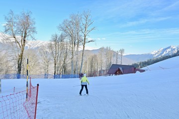 winter sports trails on a snowy mountain landscape