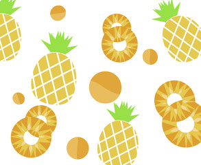 Pattern  of tropical fruits is pineapple with white background 