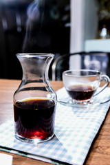 Bottle Of Coffee On The Checks Table Mat 