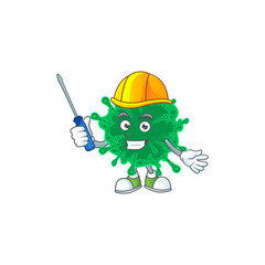 cool automotive cartoon character of coronavirus pneumonia