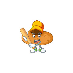 Cartoon design of kiss cookies having baseball stick