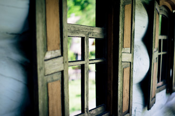 open shutters in wooden windows