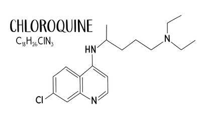 CHLOROQUINE chemical formula and structure vector illustration