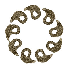 Marine theme, sea floor, marine life, summer, marker drawing, Sepia color, seamless pattern, border, frame