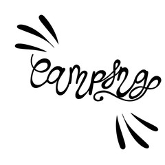 hand-drawn vector illustration, element without background, camping, picnic, lettering
