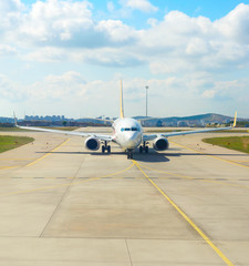 Fototapeta na wymiar Airplane runway airport Turkey