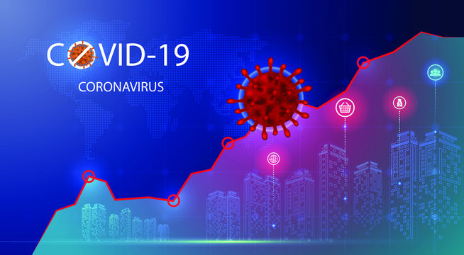 Changes In The Stock Market Due To A Pandemic (coronavirus Covid-19). Virus Economy Impacts. Vector Background Coronavirus And Market
