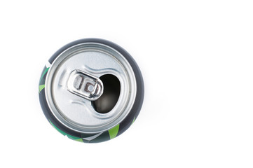 Aluminum can in silver isolated on white background.Copy space