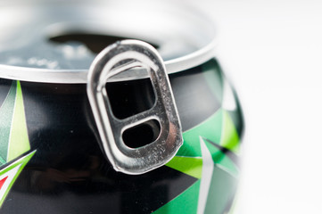 Aluminum can in silver isolated on white background.Copy space