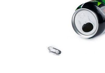 Aluminum can in silver isolated on white background.Copy space