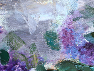 Fototapeta premium Abstract artistic background. Brush strokes texture on canvas. Light grey surface.