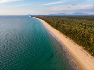 Fototapeta na wymiar High angle view, Thai Mueang beach in Phang Nga province, Thailand