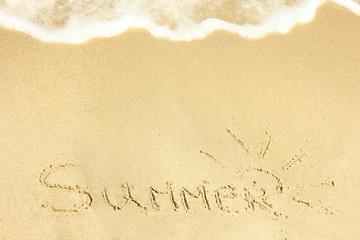 holiday inscription on the beach