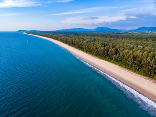 High angle view, Thai Mueang beach in Phang Nga province, Thailand