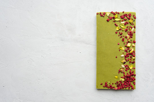 Matcha Green Chocolate Bar With Goji Berries