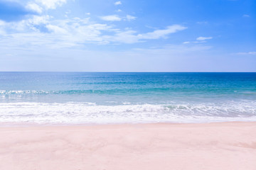 Fototapeta na wymiar Calm Sea and Blue Sky Background.Thai Mueang Beach The longest beach in Thailand