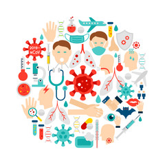 Coronavirus Icons Circle