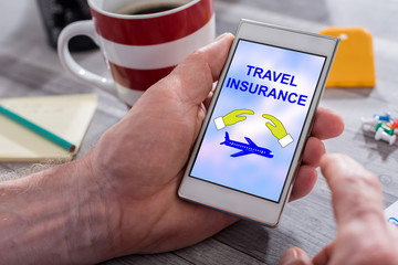 Travel insurance concept on a smartphone
