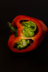 pepper, red, food, vegetable, healthy, paprika, fresh, green,  vegetables, ripe, vegetarian, sweet, peppers, diet, organic, raw, ingredient, color, closeup,  tasty